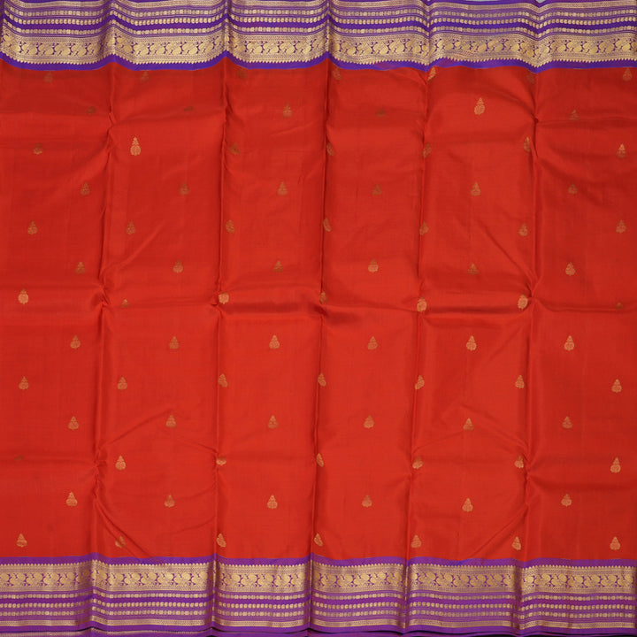 Hayagrivas Handloom Red Kanjivaram Silk Saree with Purple Border KBF137D9-13