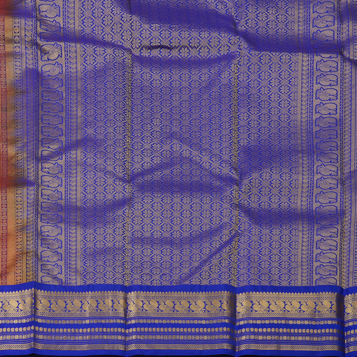 Hayagrivas Handloom Red Kanjivaram Silk Saree with Purple Border KBF137D9-13