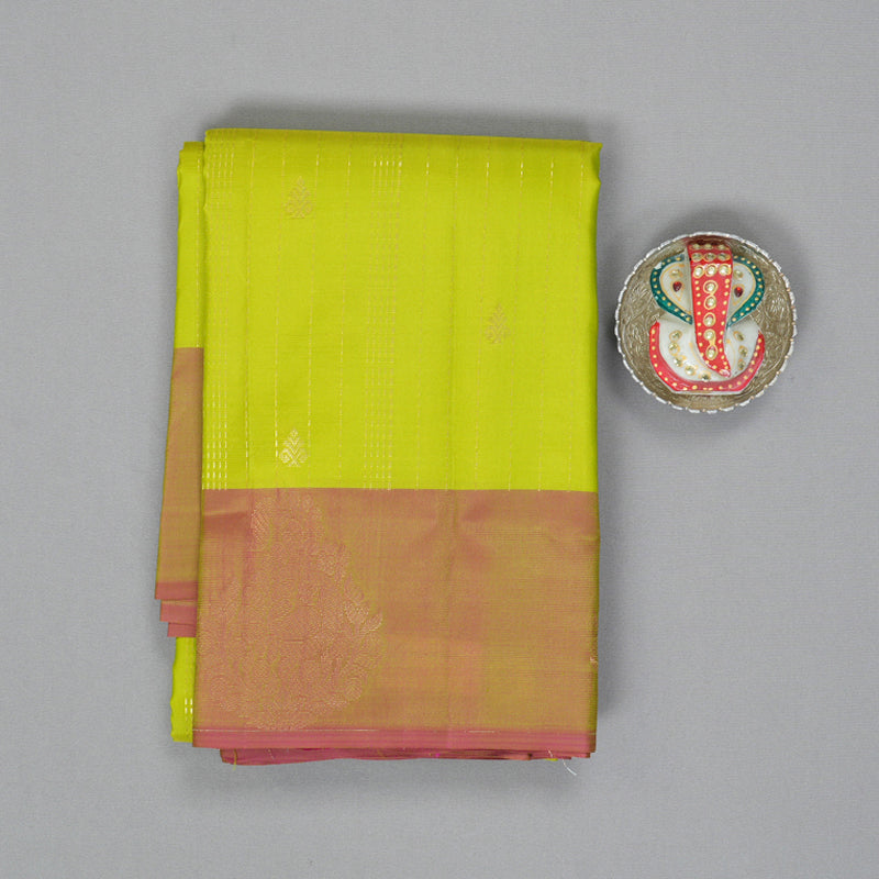 Hayagrivas Handloom Parrot Green Kanjivaram Silk Saree KBF137D9-18
