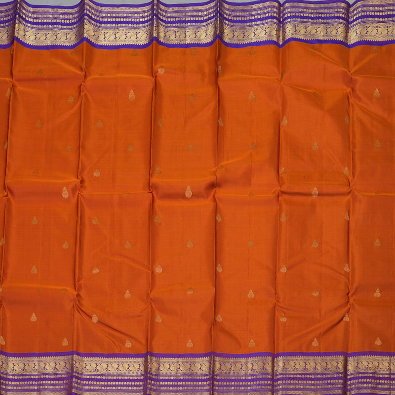 Hayagrivas Handloom Fanta Orange Kanjivaram Silk Saree with Purple Border KBF137D9-19