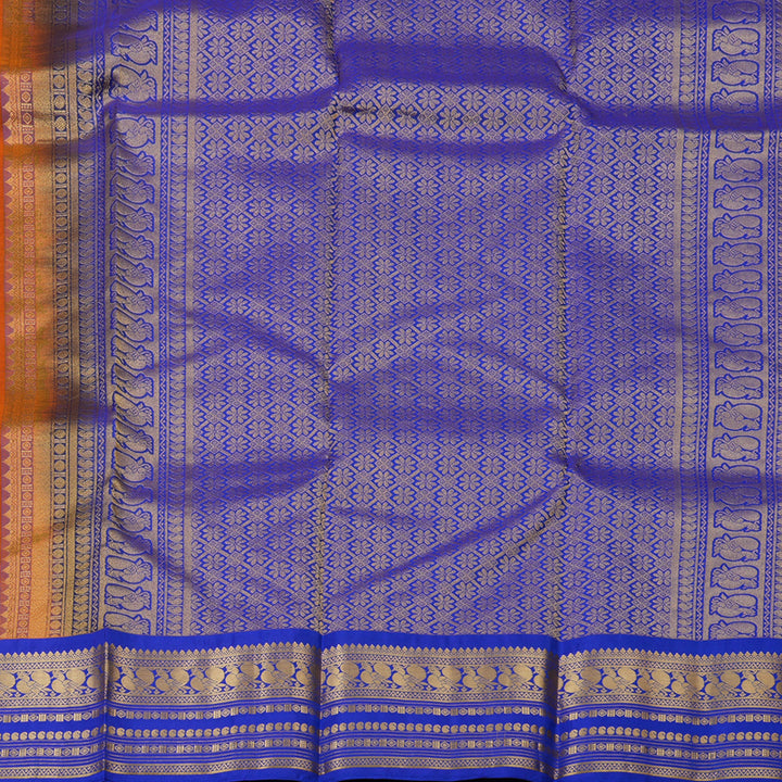 Hayagrivas Handloom Fanta Orange Kanjivaram Silk Saree with Purple Border KBF137D9-19