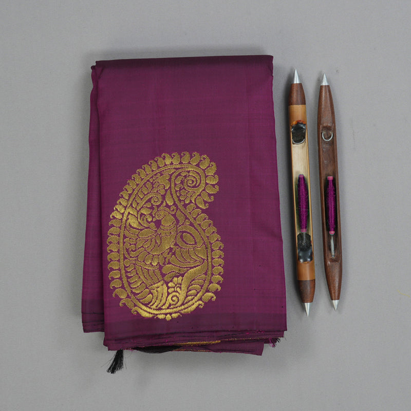 Hayagrivas Handloom Purple Kanjivaram Silk Saree KBF139D1-1