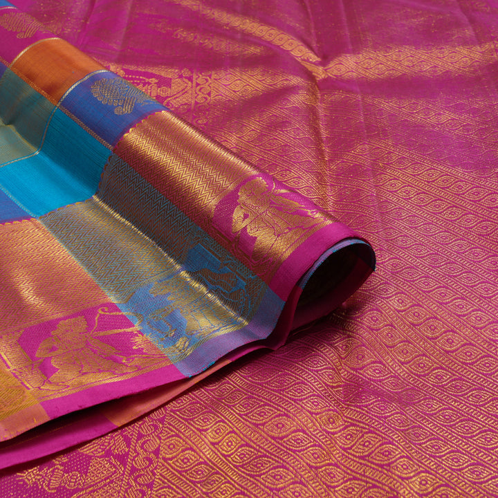Hayagrivas Handloom Multicolour Checks Kanjivaram Silk Saree KBF13D11-1