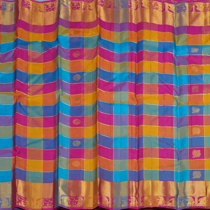 Hayagrivas Handloom Multicolour Checks Kanjivaram Silk Saree KBF13D11-1