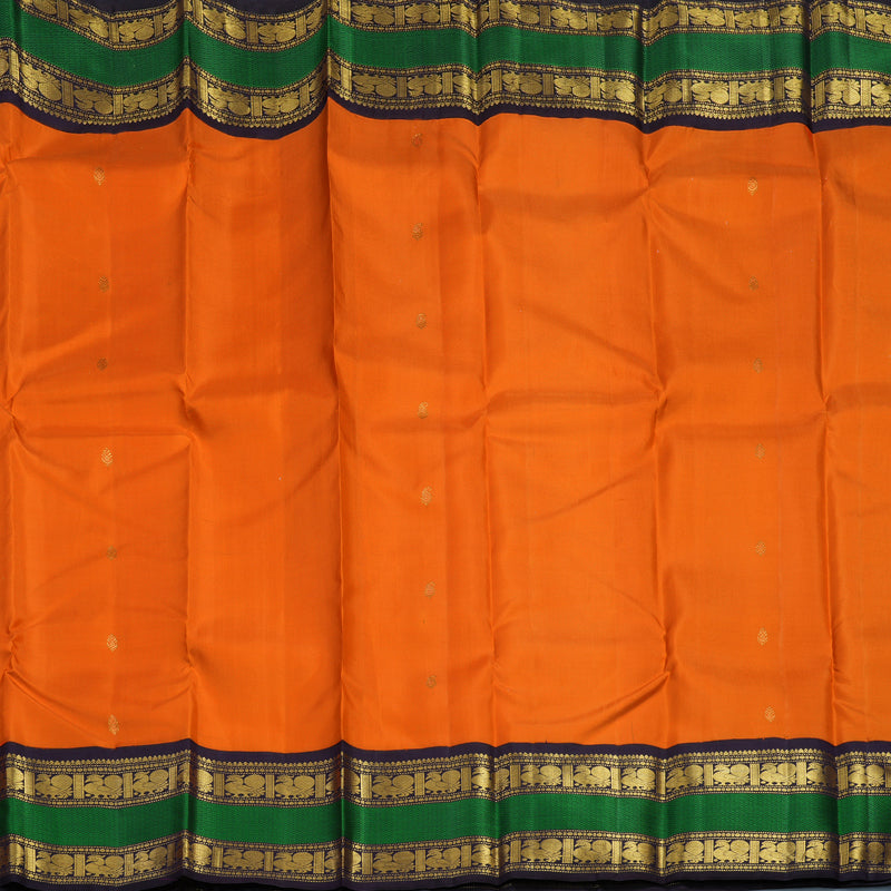 Hayagrivas Handloom Orange Kanjivaram Silk Saree with Nagapazham Border KBF13D13-1