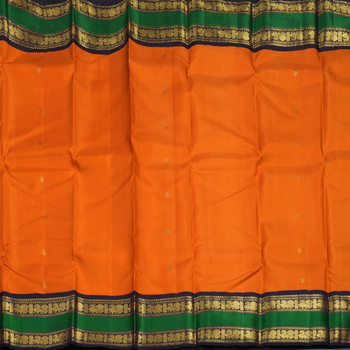 Hayagrivas Handloom Orange Kanjivaram Silk Saree with Nagapazham Border KBF13D13-1