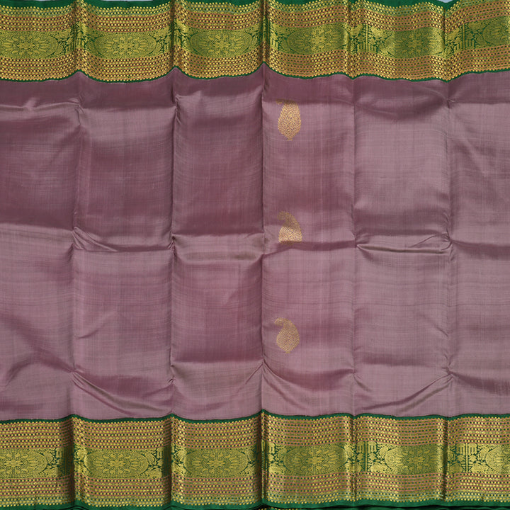 Hayagrivas Handloom Rosewood Pink Kanjivaram Silk Saree with Bottle Green Border KBF13D18-1