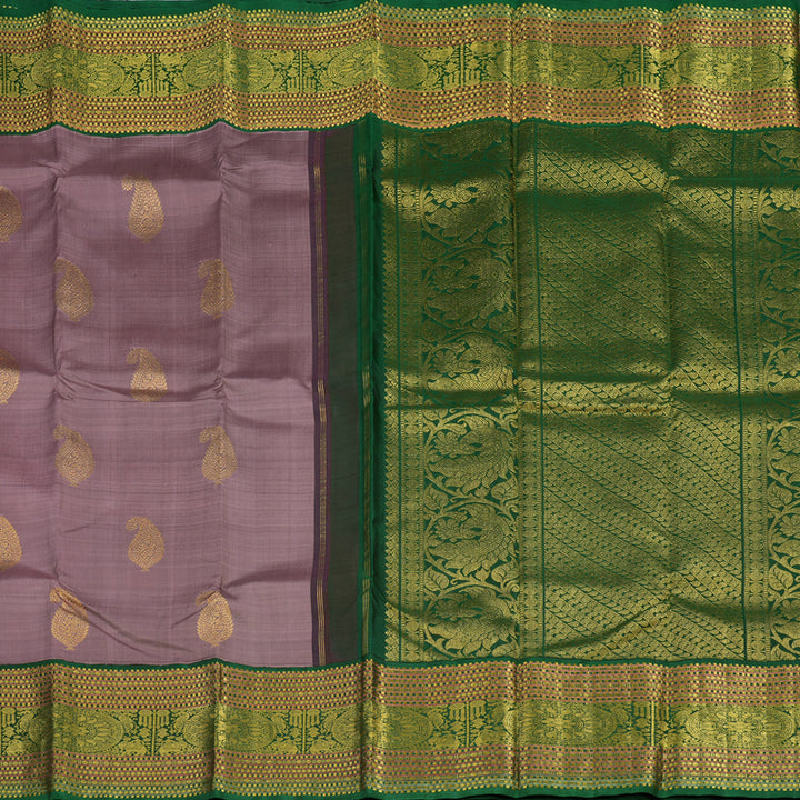 Hayagrivas Handloom Rosewood Pink Kanjivaram Silk Saree with Bottle Green Border KBF13D18-1