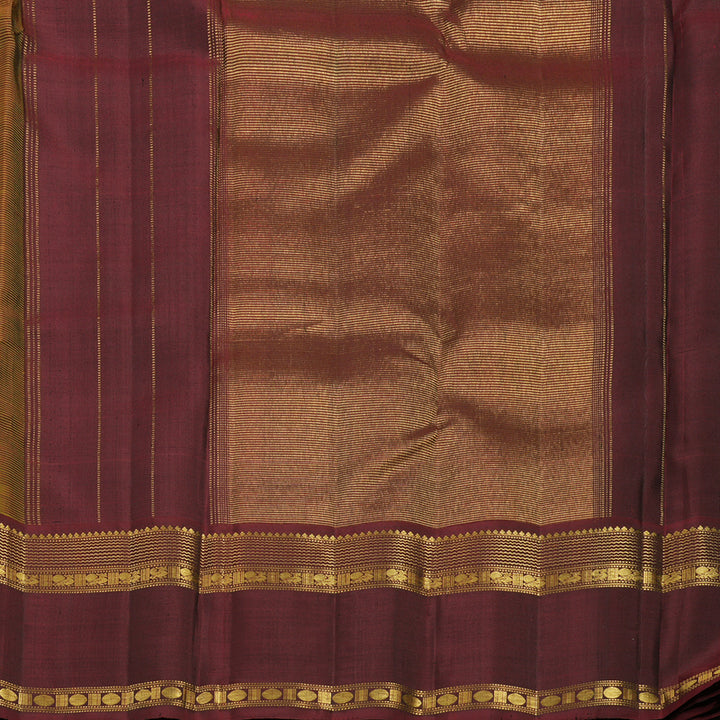 Hayagrivas Handloom Mustard Kanjivaram Silk Saree with Ganga Jamuna Border KBF13D19-1