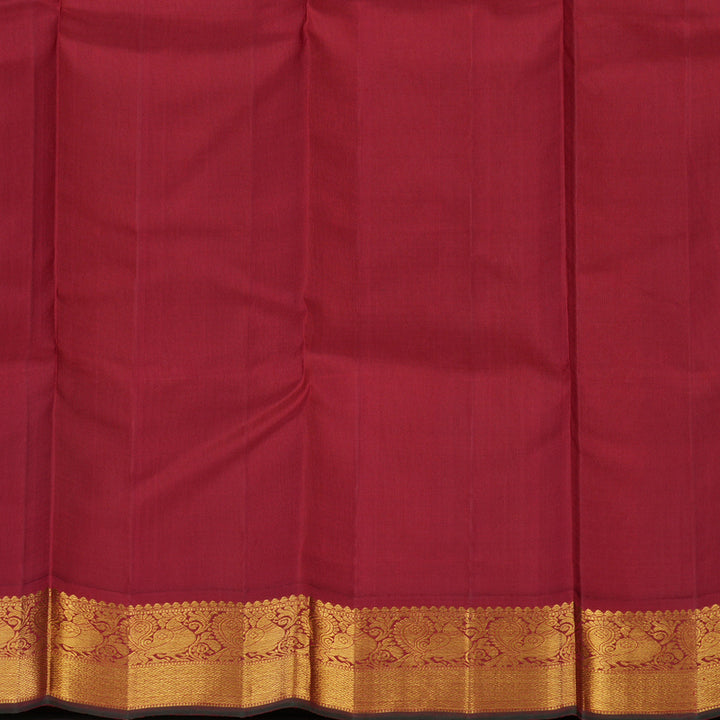 Hayagrivas Handloom Sandal Beige Kanjivaram Silk Saree with Maroon Border KBF13D27-1