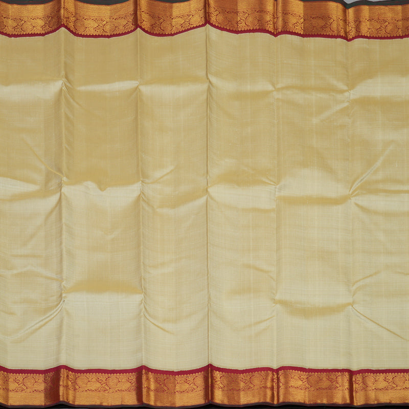 Hayagrivas Handloom Sandal Beige Kanjivaram Silk Saree with Maroon Border KBF13D27-1