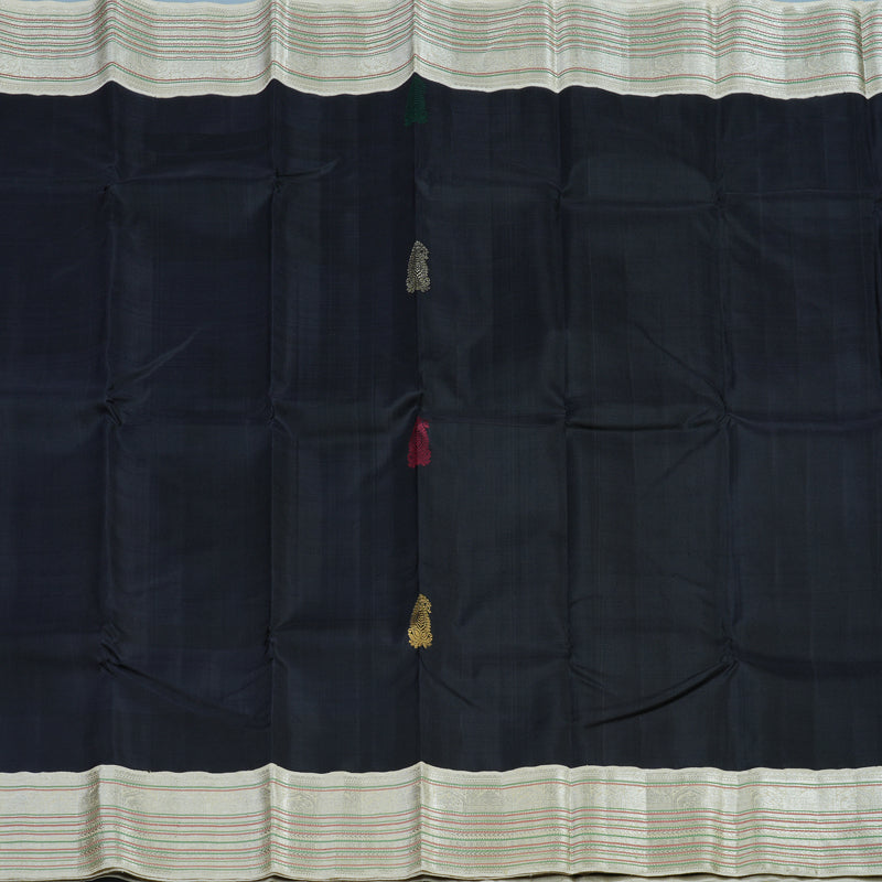 Hayagrivas Handloom Karum Neelam Kanjivaram Silk Saree with Cream Border KBF13D7-1