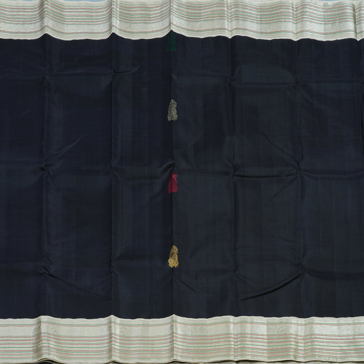 Hayagrivas Handloom Karum Neelam Kanjivaram Silk Saree with Cream Border KBF13D7-1