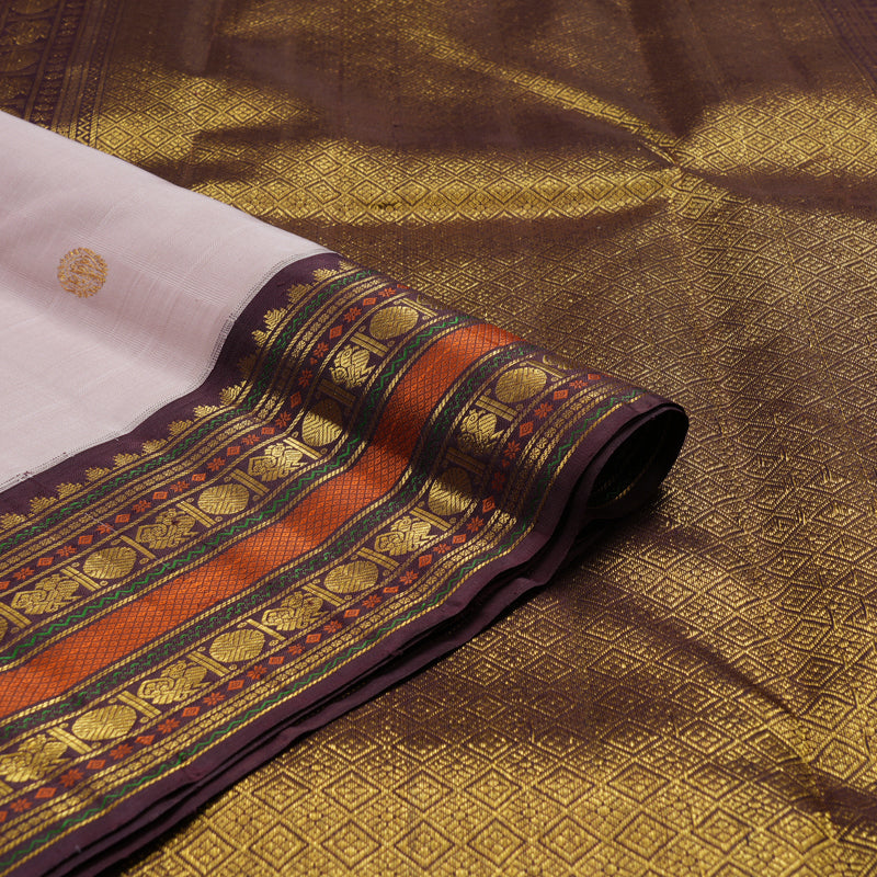 Hayagrivas Handloom Onion Pink Kanjivaram Silk Saree with Paaku Shade Border KBF13D9-1