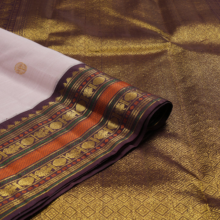 Hayagrivas Handloom Onion Pink Kanjivaram Silk Saree with Paaku Shade Border KBF13D9-1