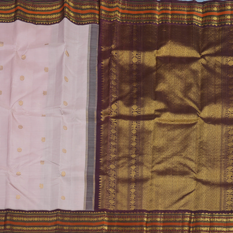 Hayagrivas Handloom Onion Pink Kanjivaram Silk Saree with Paaku Shade Border KBF13D9-1