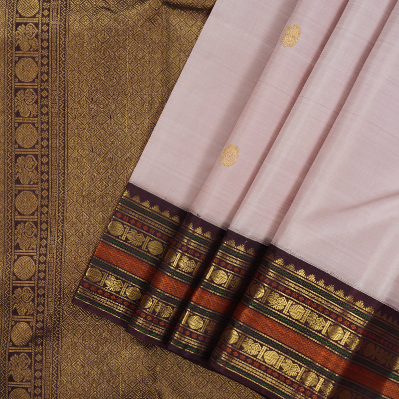 Hayagrivas Handloom Onion Pink Kanjivaram Silk Saree with Paaku Shade Border KBF13D9-1