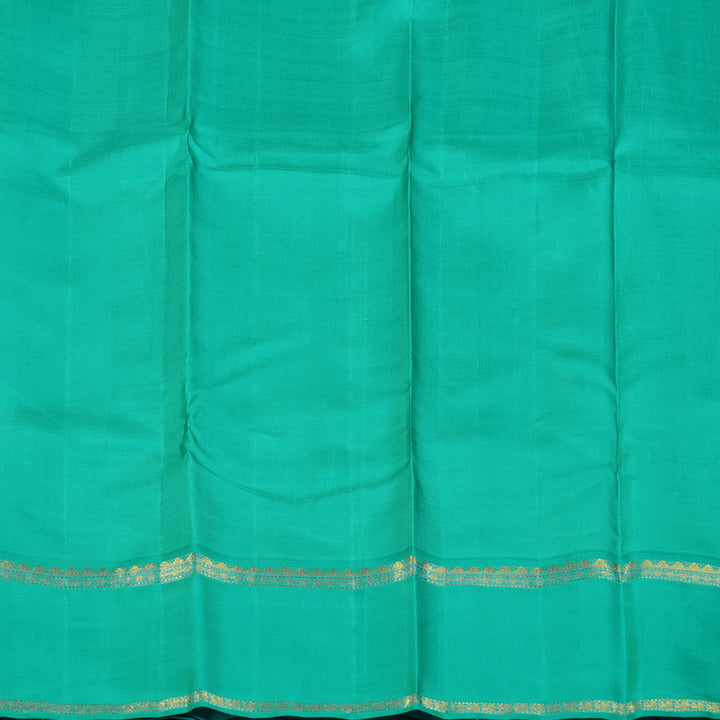 Hayagrivas Handloom Brinjal Purple Kanjivaram Silk Saree with Sea Green Border KBF142D3-1