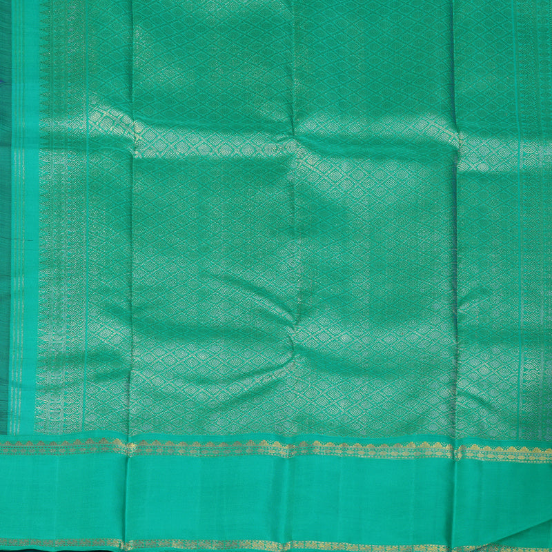 Hayagrivas Handloom Brinjal Purple Kanjivaram Silk Saree with Sea Green Border KBF142D3-1
