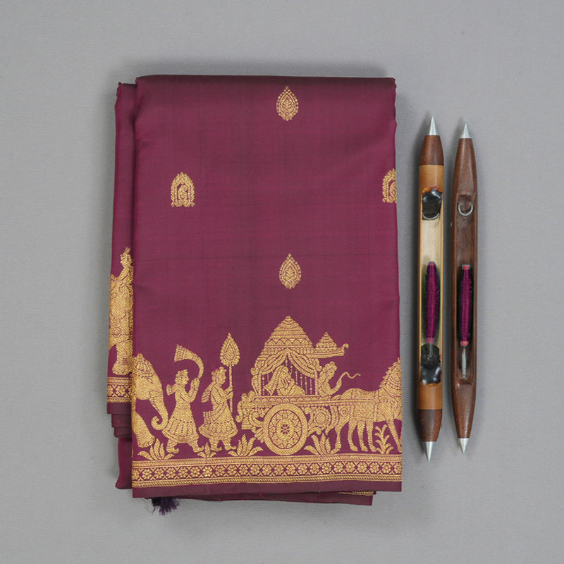 Hayagrivas Handloom Magenta Kanjivaram Silk Saree KBF145D2-1
