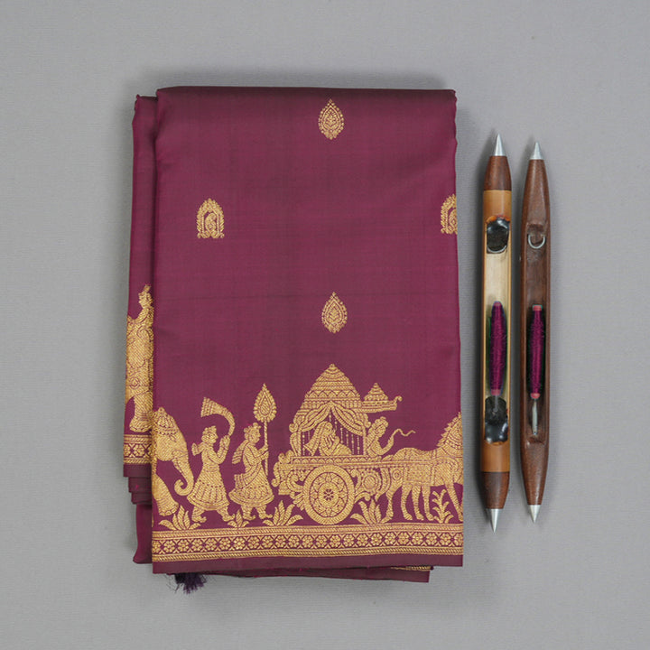 Hayagrivas Handloom Magenta Kanjivaram Silk Saree KBF145D2-1