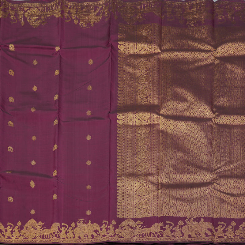 Hayagrivas Handloom Magenta Kanjivaram Silk Saree KBF145D2-1