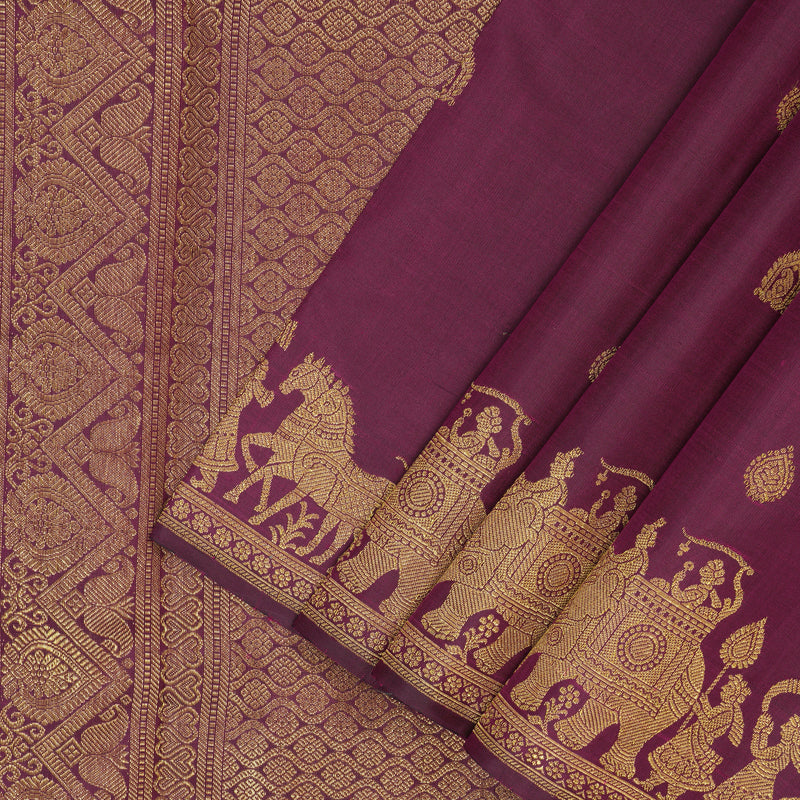 Hayagrivas Handloom Magenta Kanjivaram Silk Saree KBF145D2-1