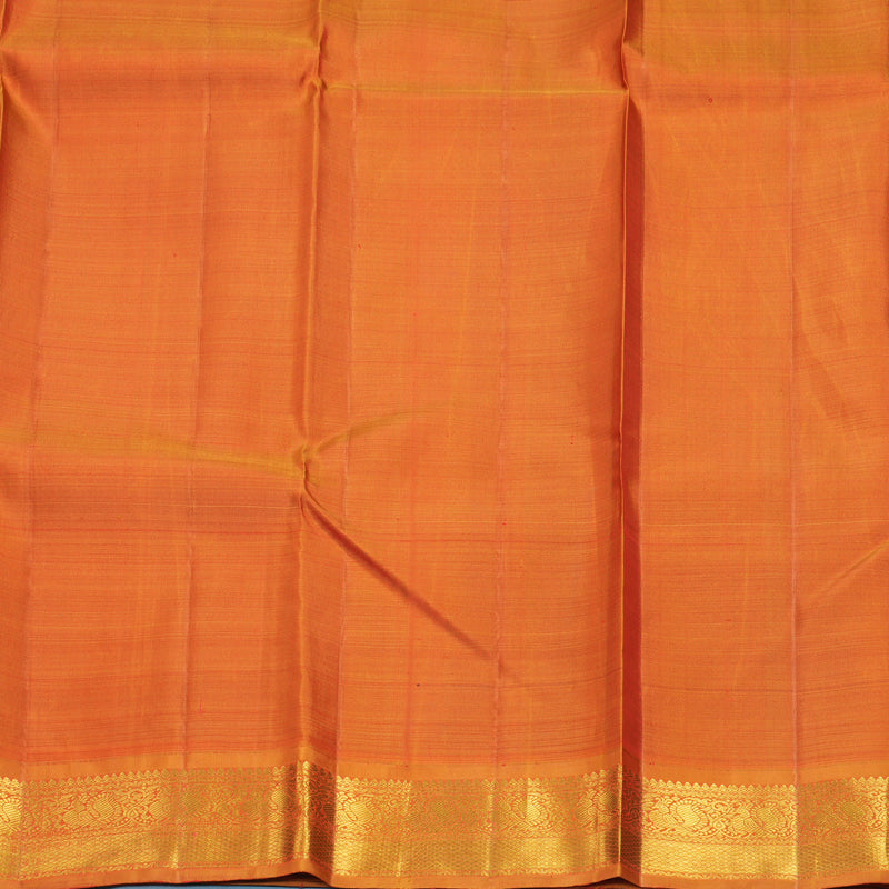 Hayagrivas Handloom MS Blue Kanjivaram Silk Saree with Golden Orange Border KBF146D1-1