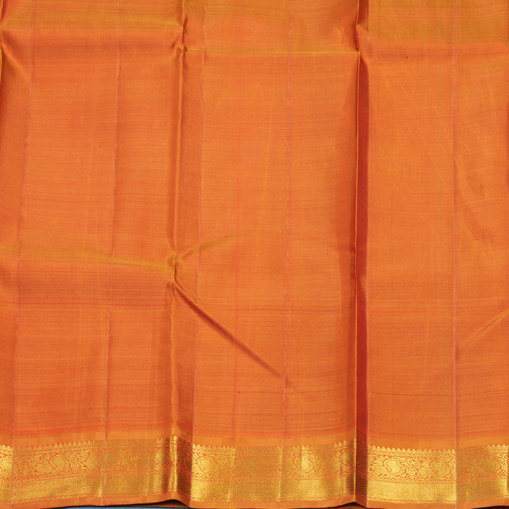 Hayagrivas Handloom MS Blue Kanjivaram Silk Saree with Golden Orange Border KBF146D1-1