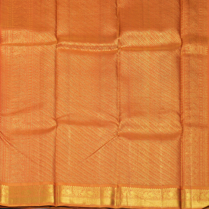 Hayagrivas Handloom MS Blue Kanjivaram Silk Saree with Golden Orange Border KBF146D1-1