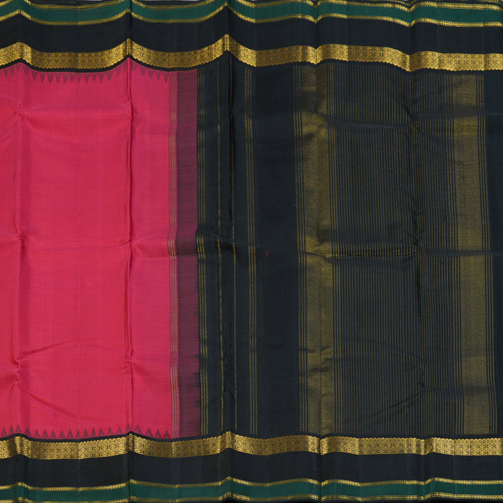 Hayagrivas Handloom Pink Kanjivaram Silk Saree with Black Border KBF146D2-1