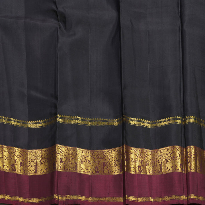 Hayagrivas Handloom Parrot Green Kanjivaram Silk Saree with Ganga Jamuna Border KBF146D4-1