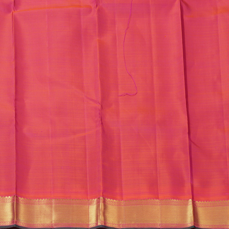 Hayagrivas Handloom Bottle Green Kanjivaram Silk Saree with Orangish-Pink Border KBF147D6-1