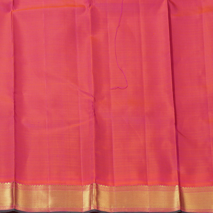 Hayagrivas Handloom Bottle Green Kanjivaram Silk Saree with Orangish-Pink Border KBF147D6-1