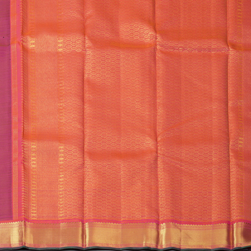 Hayagrivas Handloom Bottle Green Kanjivaram Silk Saree with Orangish-Pink Border KBF147D6-1