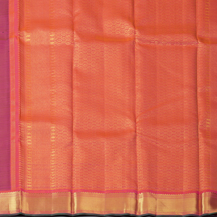 Hayagrivas Handloom Bottle Green Kanjivaram Silk Saree with Orangish-Pink Border KBF147D6-1