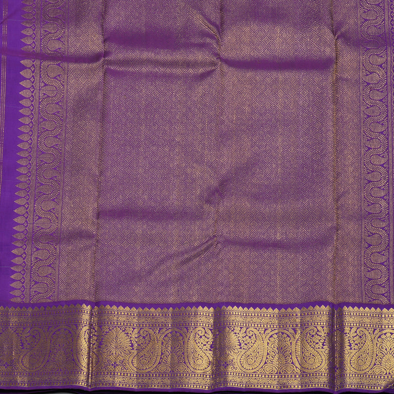 Hayagrivas Handloom Fluorescent Green Kanjivaram Silk Saree with Purple Border KBF149D1-1