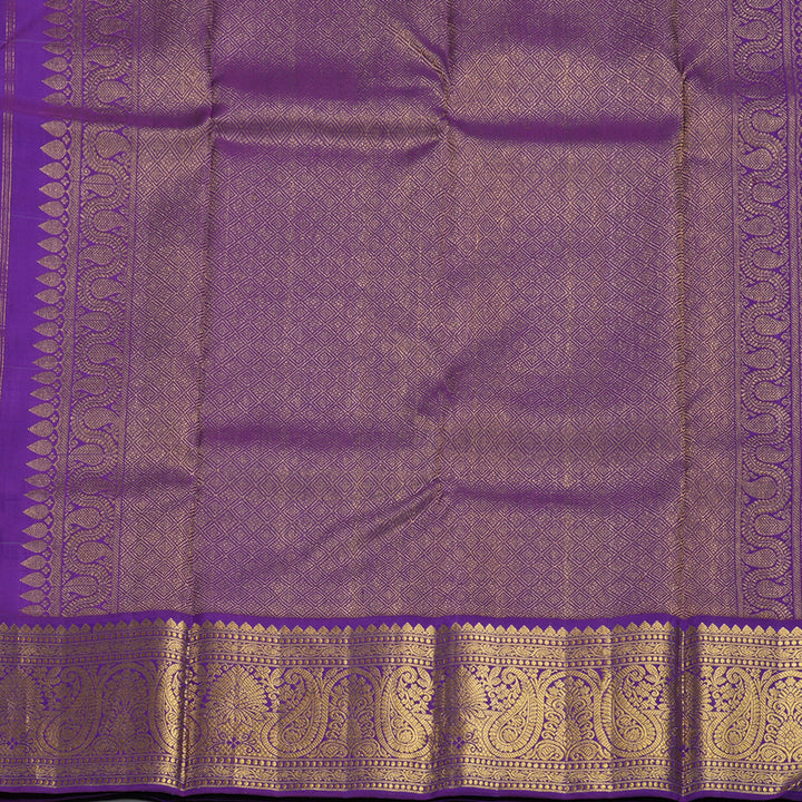 Hayagrivas Handloom Fluorescent Green Kanjivaram Silk Saree with Purple Border KBF149D1-1
