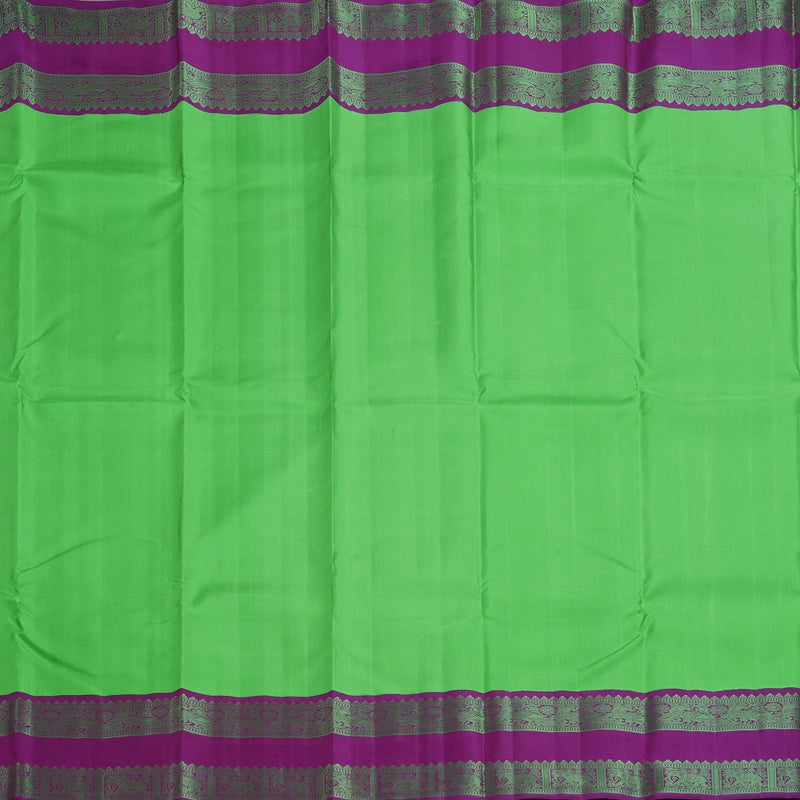 Hayagrivas Handloom Parrot Green Kanjivaram Silk Saree with Vadamalli Purple Border KBF149D1-3