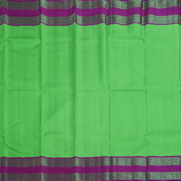 Hayagrivas Handloom Parrot Green Kanjivaram Silk Saree with Vadamalli Purple Border KBF149D1-3