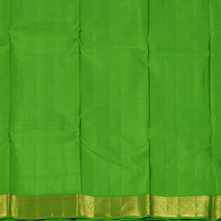 Hayagrivas Handloom Mild Chocolate Brown Kanjivaram Silk Saree with Parrot Green Border KBF149D2-1