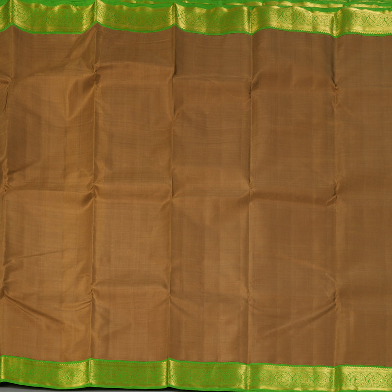 Hayagrivas Handloom Mild Chocolate Brown Kanjivaram Silk Saree with Parrot Green Border KBF149D2-1