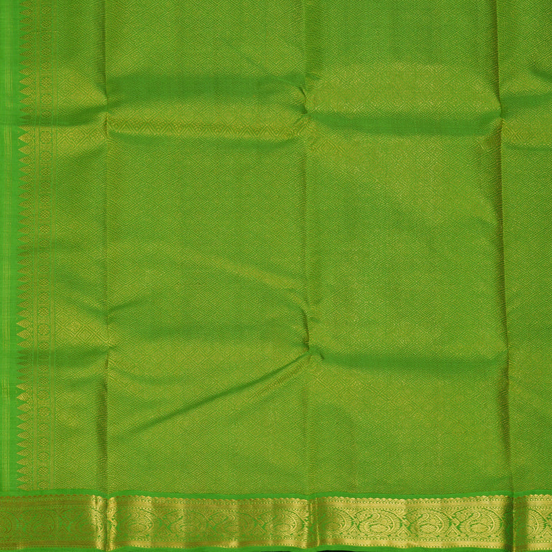 Hayagrivas Handloom Mild Chocolate Brown Kanjivaram Silk Saree with Parrot Green Border KBF149D2-1
