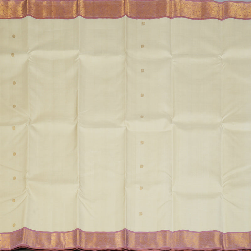 Hayagrivas Handloom ivory Kanjivaram Silk Saree with Lotus Pink Border KBF149D3-1