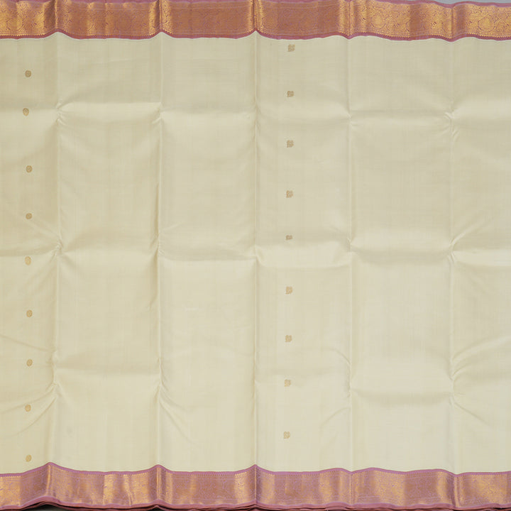 Hayagrivas Handloom ivory Kanjivaram Silk Saree with Lotus Pink Border KBF149D3-1