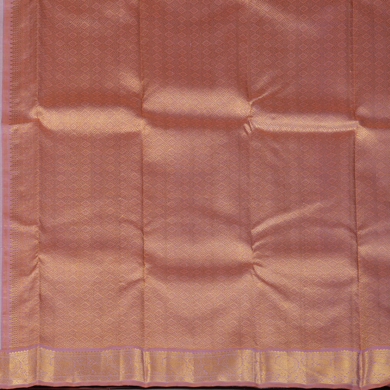 Hayagrivas Handloom ivory Kanjivaram Silk Saree with Lotus Pink Border KBF149D3-1