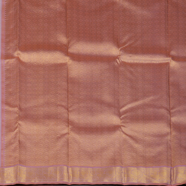 Hayagrivas Handloom ivory Kanjivaram Silk Saree with Lotus Pink Border KBF149D3-1