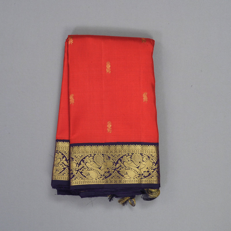 Hayagrivas Handloom Red Kanjivaram Silk Saree with Deep Nagapazham Border KBF151D13-1