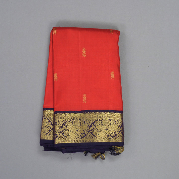 Hayagrivas Handloom Red Kanjivaram Silk Saree with Deep Nagapazham Border KBF151D13-1