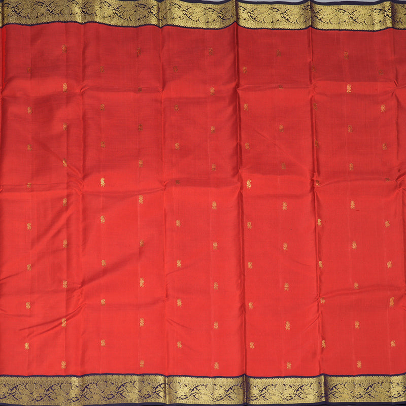 Hayagrivas Handloom Red Kanjivaram Silk Saree with Deep Nagapazham Border KBF151D13-1